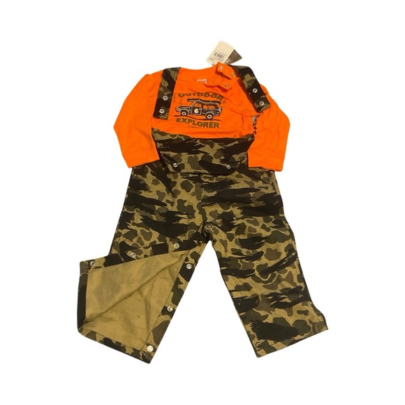 CARHARTT || Toddler Canvas Camo Overalls LS Bodysuit 2 Piece Set || size 24m - Picture 2 of 7